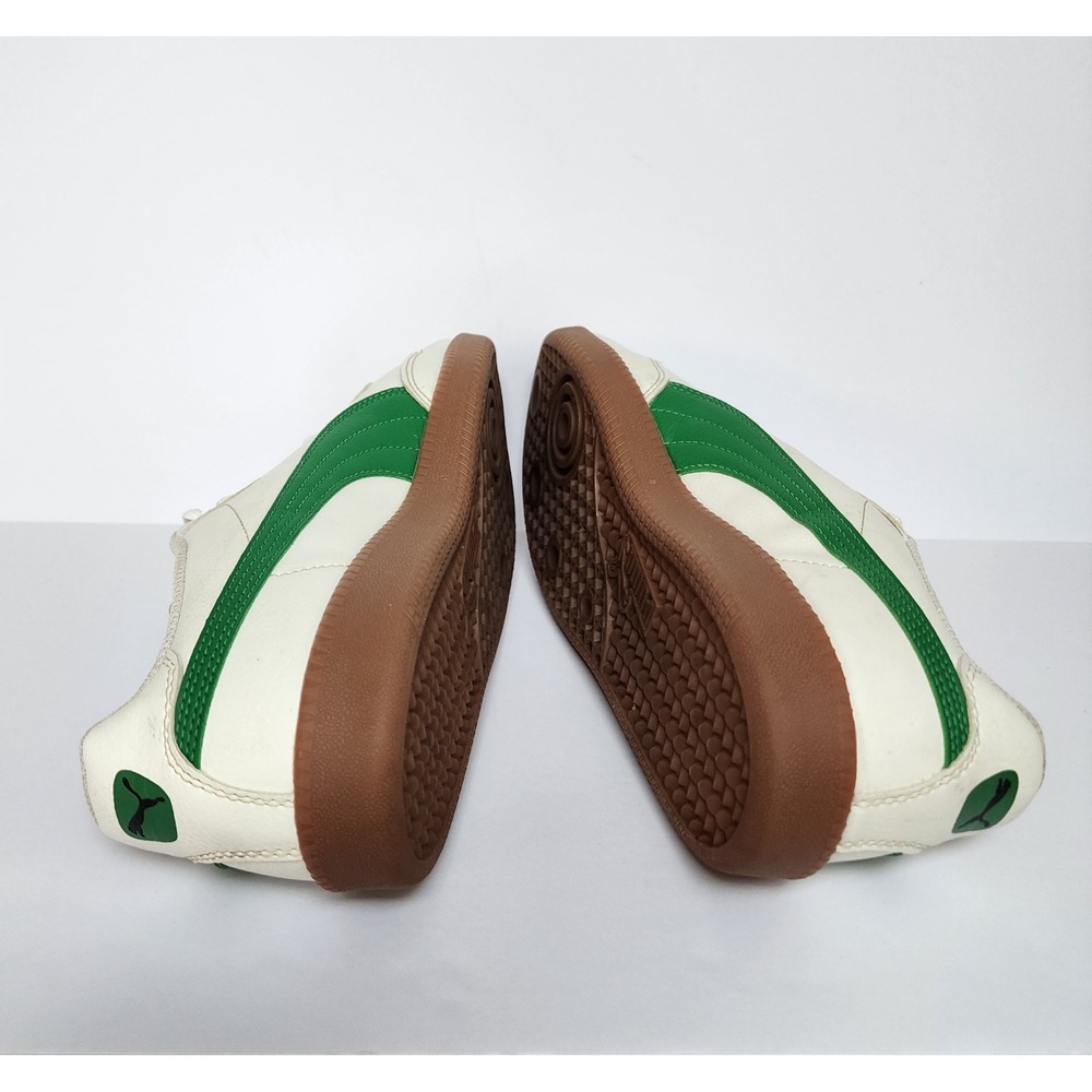 Puma White Sneakers with Green Formstrip and Gum Sole Mens Sz 10.5 - Picture 2 of 9